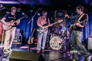 Members of Easy Honey band on stage performing