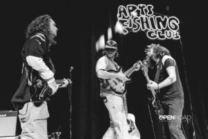 Members of Arts Fishing Club perform on stage in concert in St. Louis