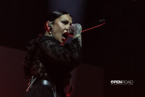 Tati Shmayluk of Jinger sings on stage during their Duel tour in St. Louis
